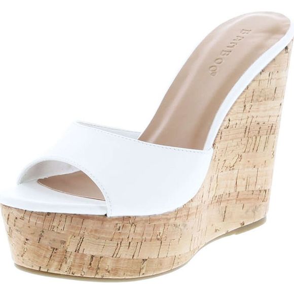 BAMBOO Choice-40 White Pu Womens sandals 10 NEW - Picture 1 of 8